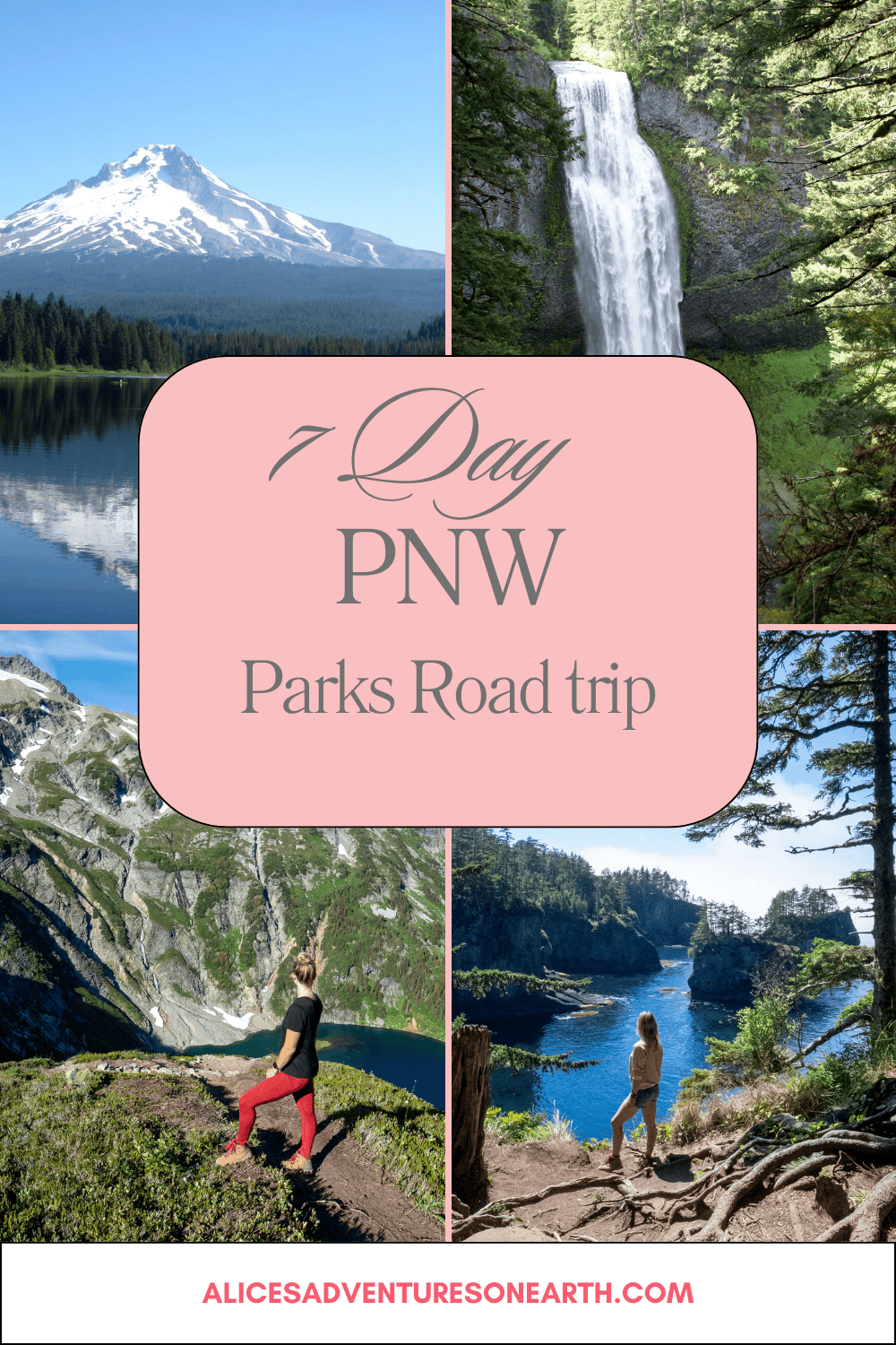 Spend 7 days exploring the national parks in the Washington and Oregon in the Pacific Northwest. Visiting Olympic National Park, Rainier, Mt Hood and more. #roadtrip #nationalparks 