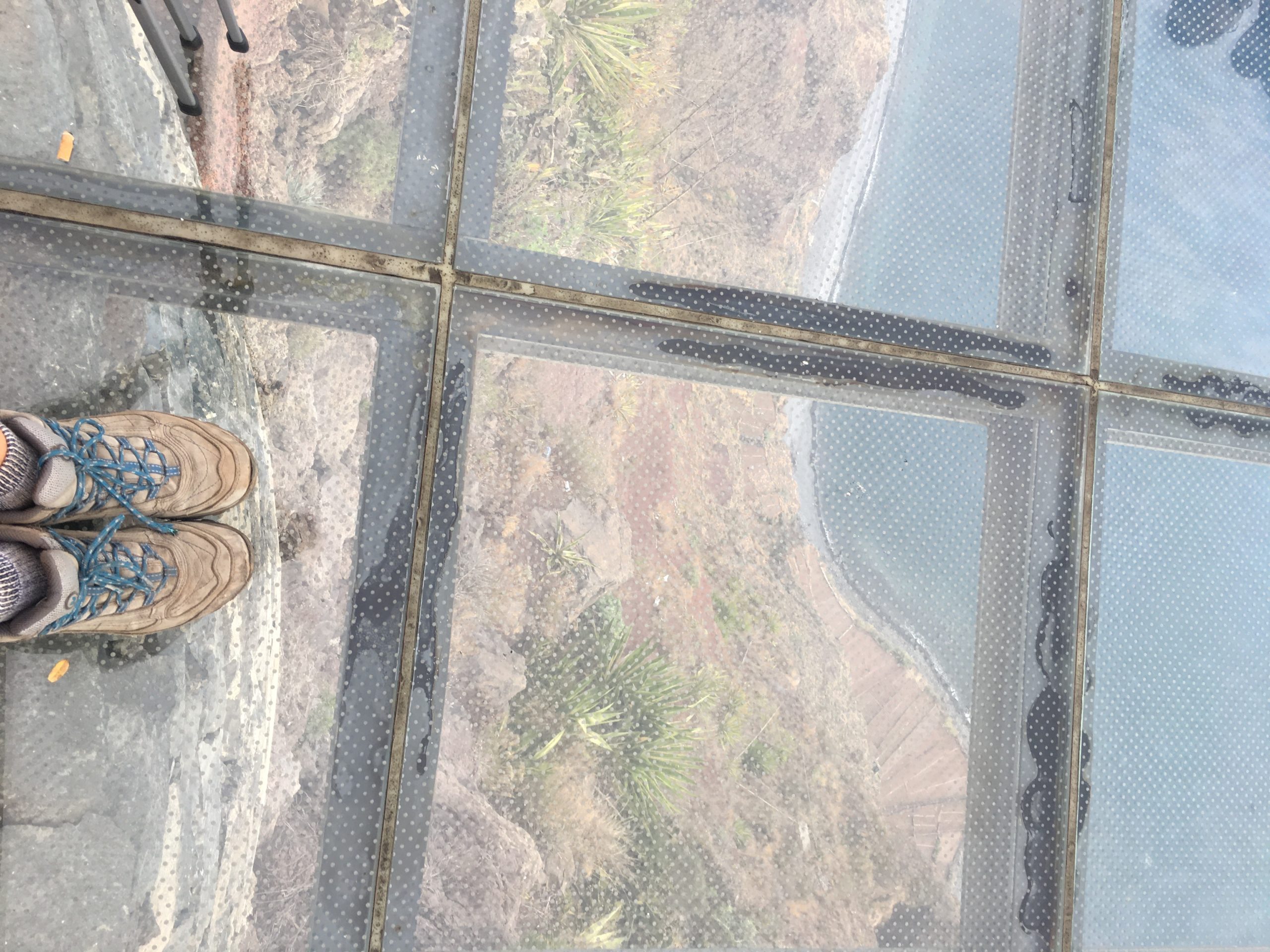 Looking down from the glass skywalk at Cabo Girao