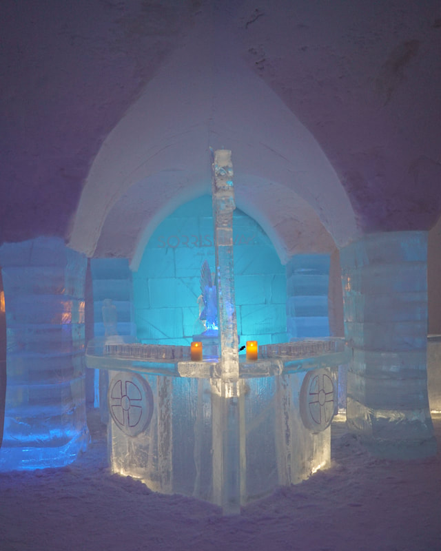 Bar made of ice at Sorrisniva Ice Hotel in Alta Norway 