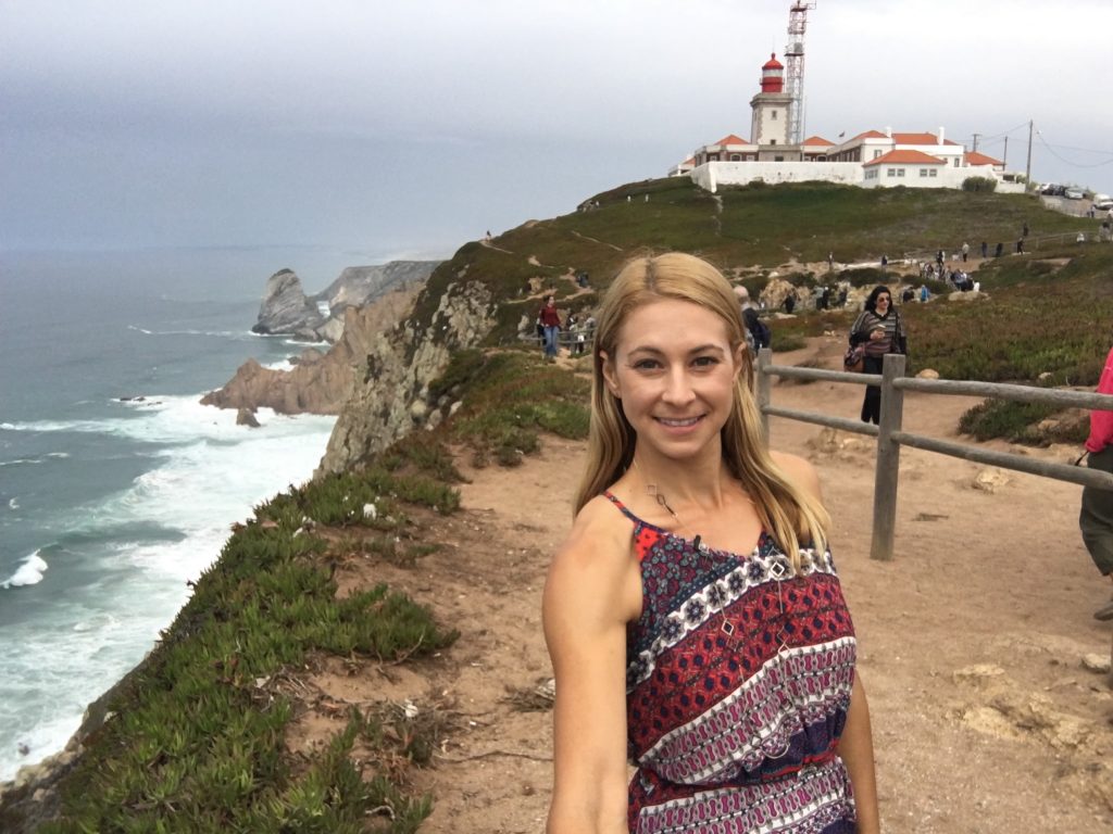 Alice at Cabo de Roc the Western most point in Europe
