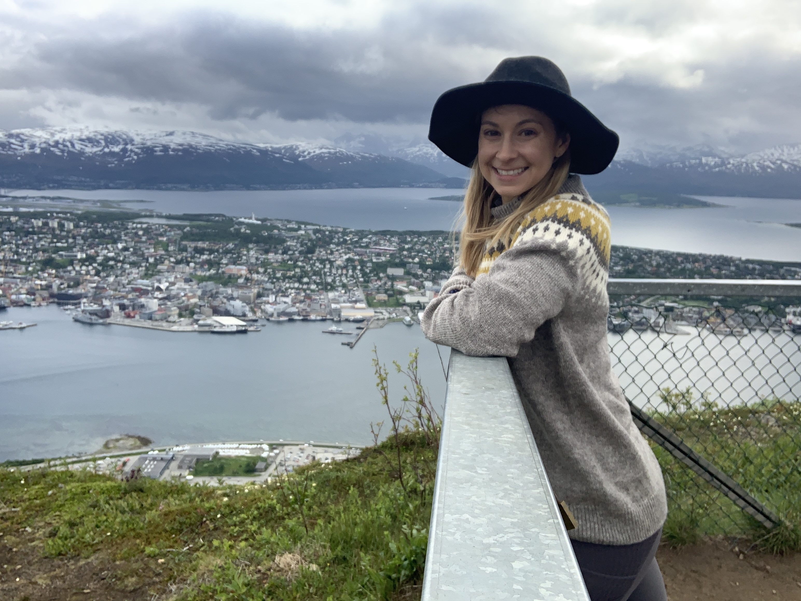 Alice at the top of Floya in Tromsø Norway