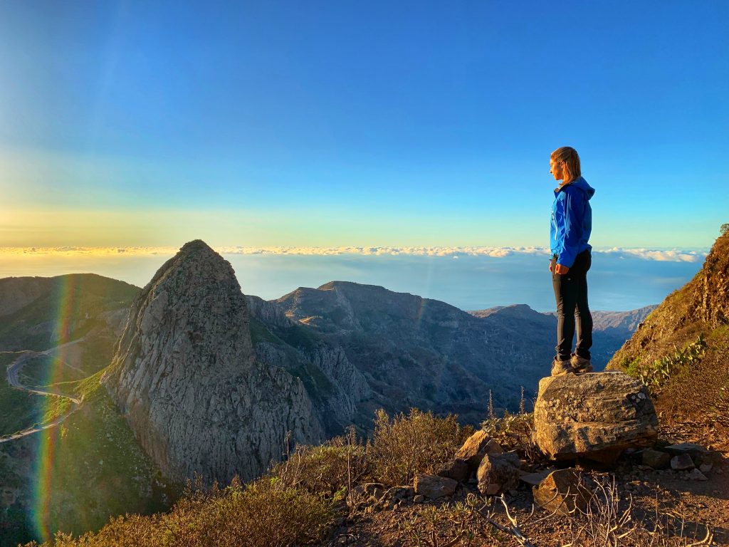 Women stands at overlook on La Gomera Island canary islands