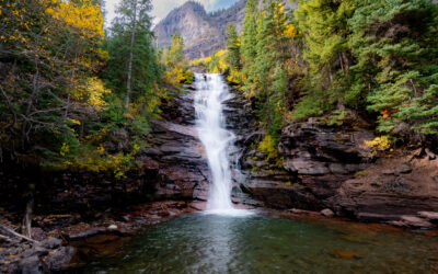 Tellurides Bridalveil Waterfall and pool in Colorado