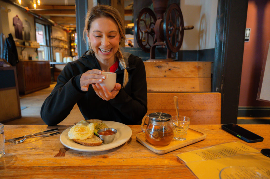 Women enjoying coffee and breakfast at Frothy Monkey in Franklin TN