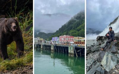 Juneau alaska header images bear, downtown juneau and women at waterfall
