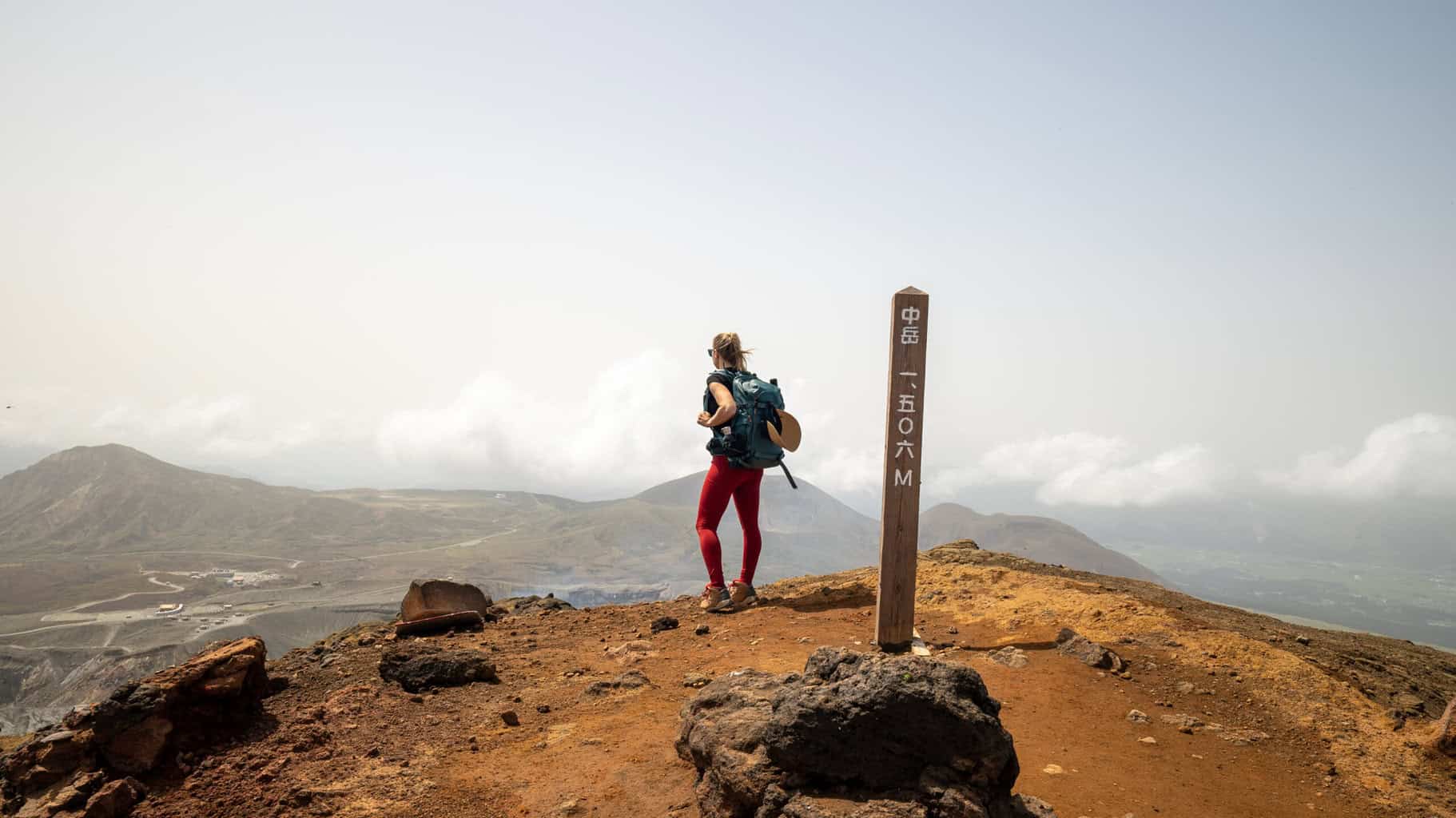 A look at one of the best adventure destinations in Japan, Mt. Aso, with Alice Ford at the summit after hiking the Mount Nakadake-Mount Takanade Loop