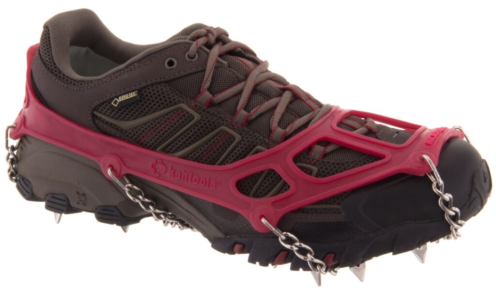 Shown is the Kahtoola MICROspikes traction system, ranking as one of the top gift ideas for outdoor lovers in 2024