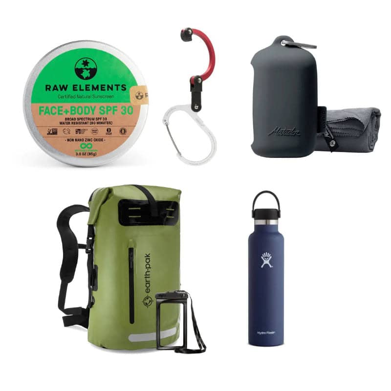 Shown are the sample contents of a Nomadik Box, one of the best outdoor subscription gift ideas in 2024