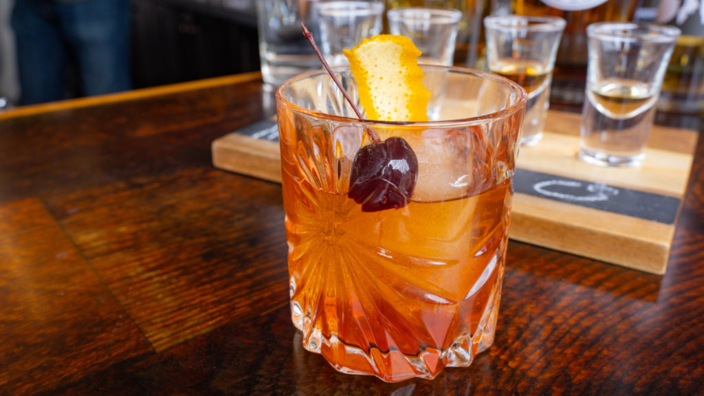old fashioned cocktail in a glass