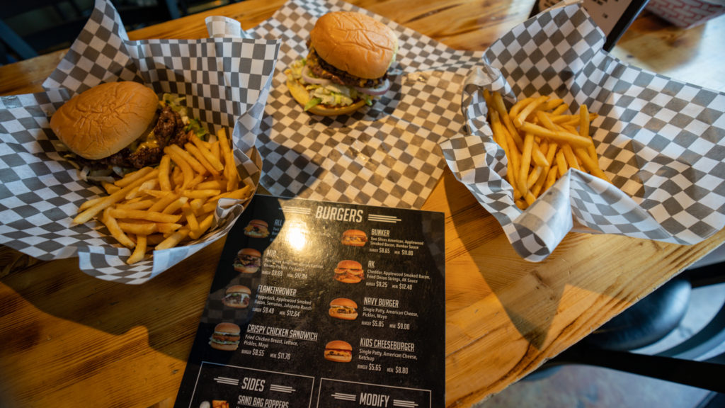 hamburgers and fries