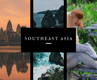 southeast asia photo title card monkey, angkor wat and asian lake 
