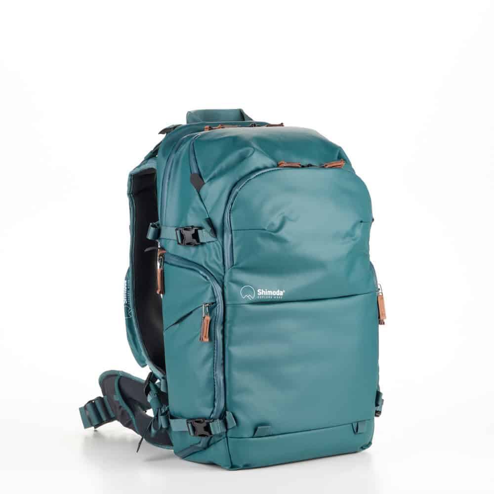 Shown is the Shimoda Designs Explore backpack in the 30L size and teal color for a 2024 outdoor holiday gift guide