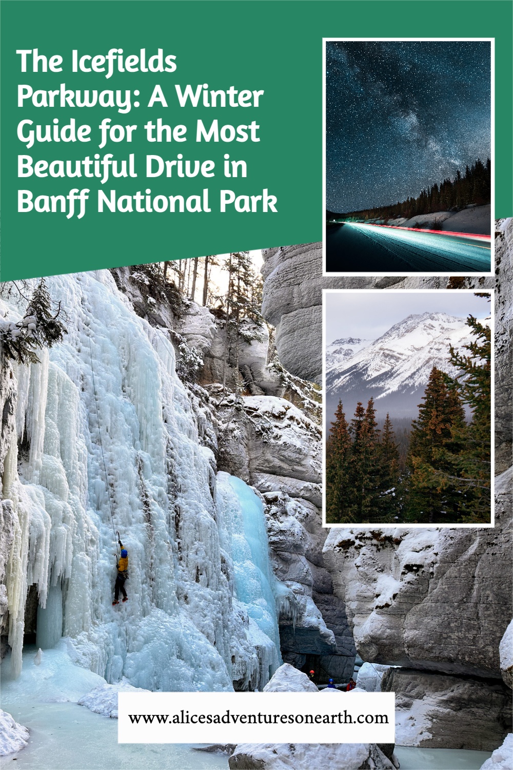 The icefields parkway is one of the best scenic drives in the world. come winter it becomes a frozen wonderland covered in snow, here are a few spots you won't want to miss stopping by along the way. #banff #jasper #canada 