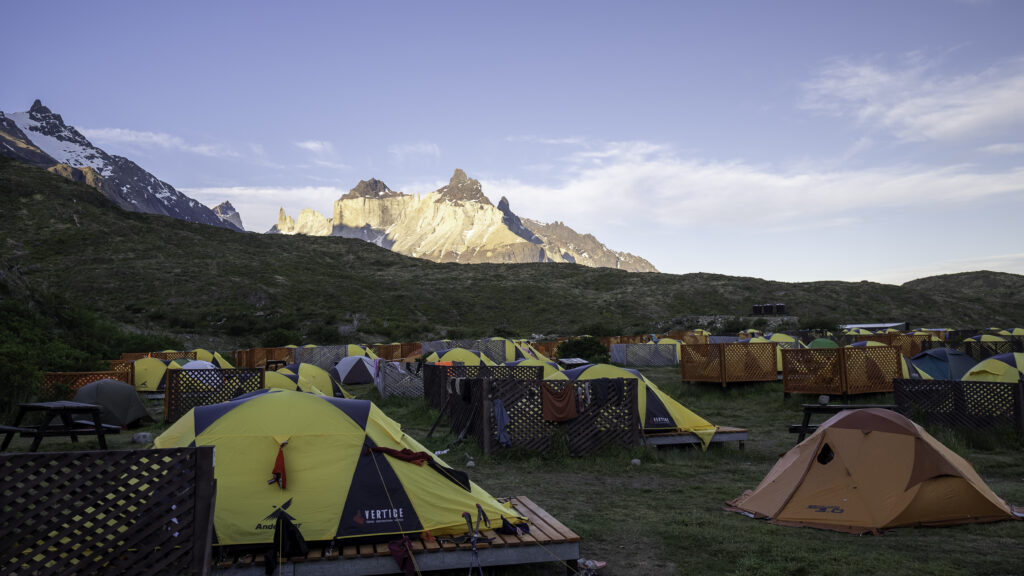 Premium tents at Paine Grande along the W Trek