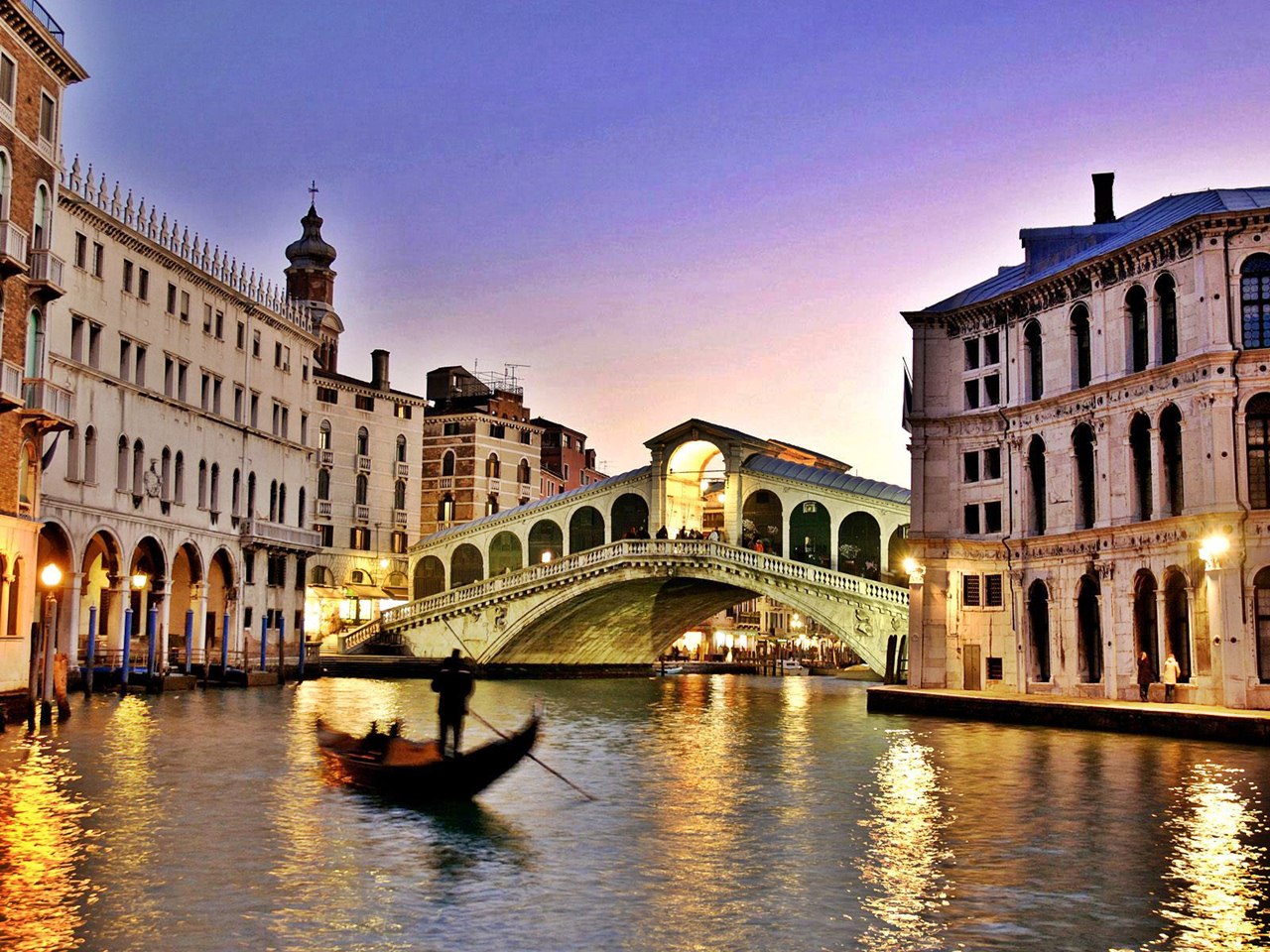 Venice Rialto bridge over the canal 