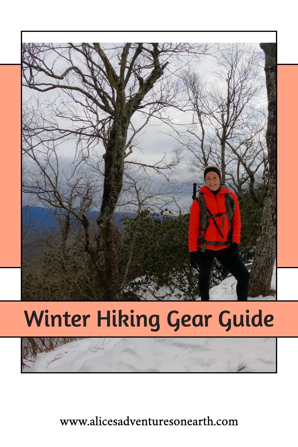 The best gear to keep you warm, dry and energized for hiking in the cold winter months.  #hiking #winterhiking #gearguide 