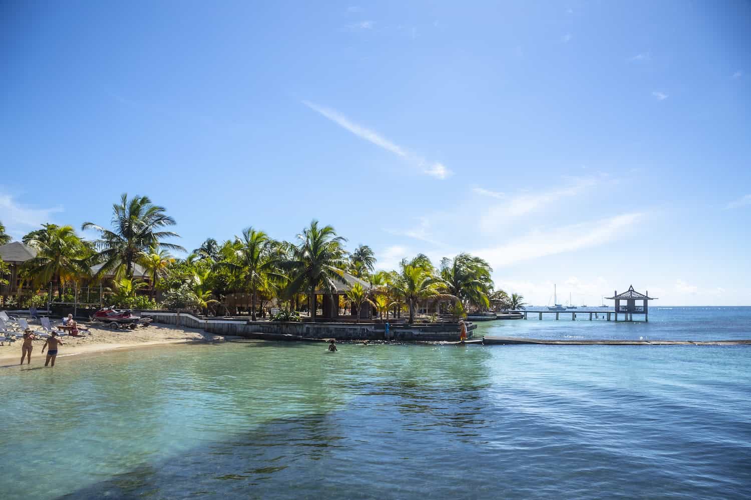 Roatan, Honduras, A bar beach on West End Beach on Roatan Island